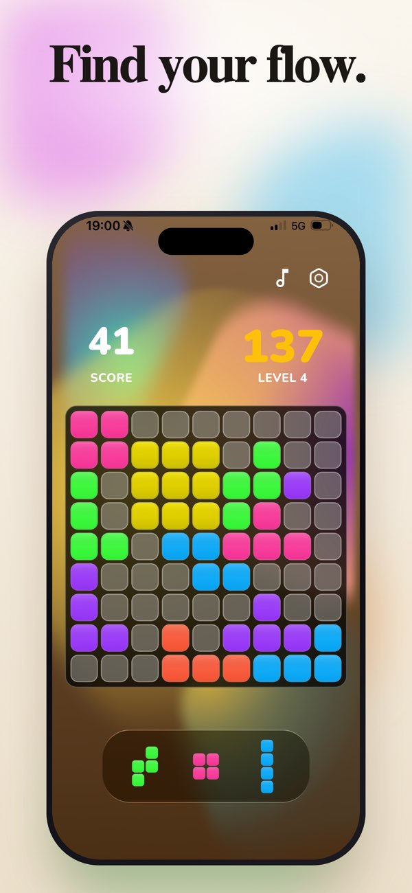 Block Puzzle Blast: FlowBlocks screenshot with the message Find your flow.