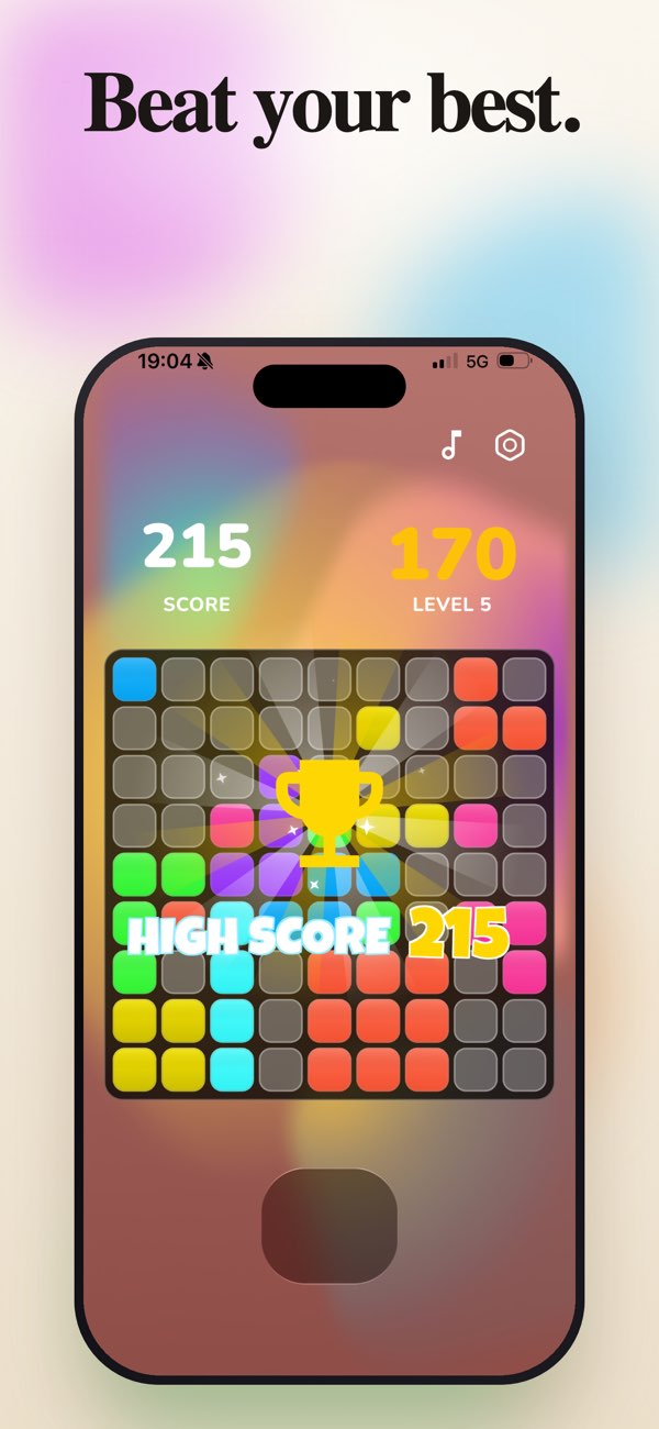 Block Puzzle Blast: FlowBlocks screenshot with the message Beat your best.