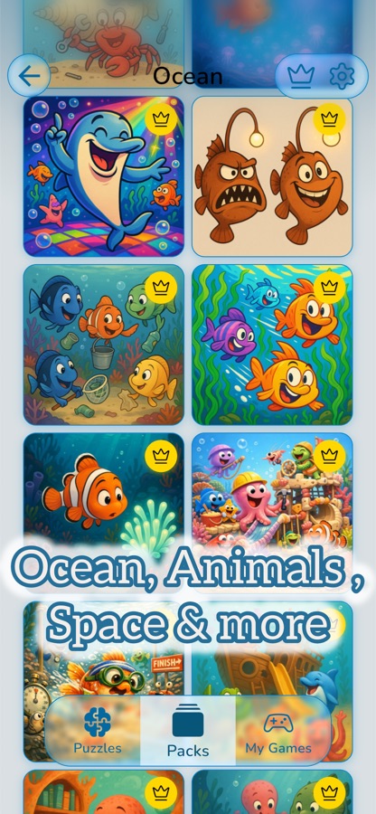 Jigsaw Kids Puzzles mobile category screen