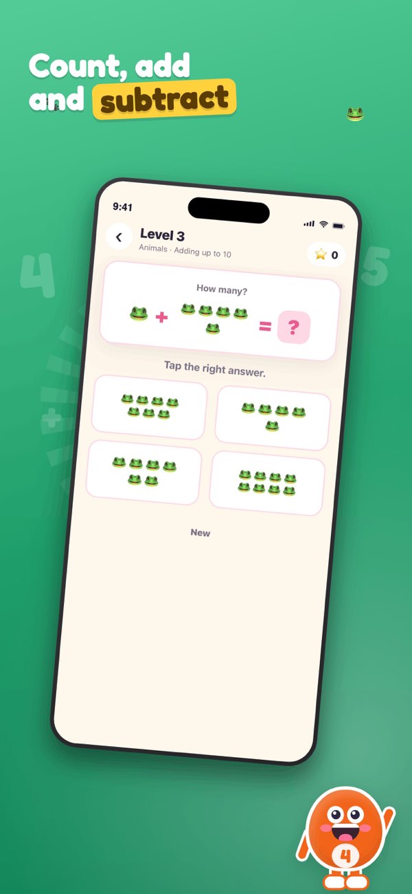 Kids Math: Count & Add animal-themed math exercises for young children.