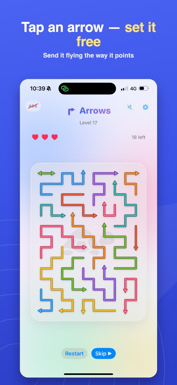 Arrow Puzzle: Tap & Escape screenshot with the message Set it free.